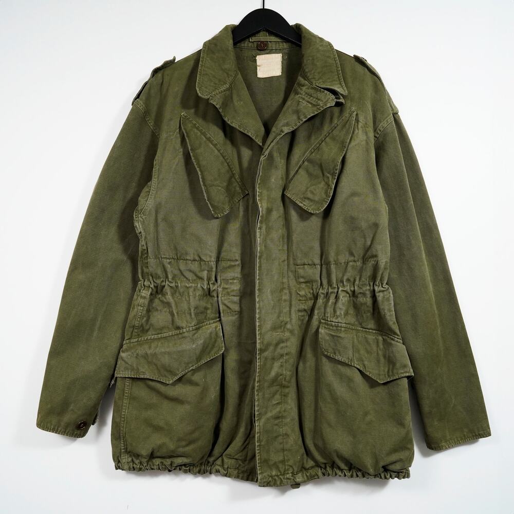 Vintage 1956 Belgian Army Begetex Field Jacket Heavy Cotton M-43 Style M Long